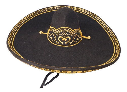 Sombrero Charro Negro Oro Dorado Bordado Escaramuza Velvet