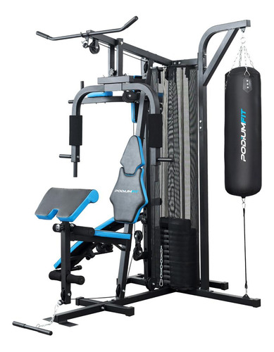 Multi Estação Academia De Musculação Podiumfit Me700 - 100kg Estrutura Preto Estofamento Preto