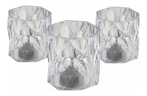 Imagen 2 de 10 de Vela Led Cristal Adorno Luminoso Decoración De Mesa