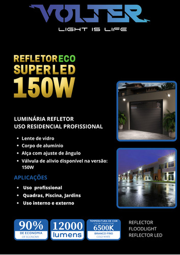 Kit 3 Refletores Holofote 150w Prova Dagua Frio 12000 Lumens