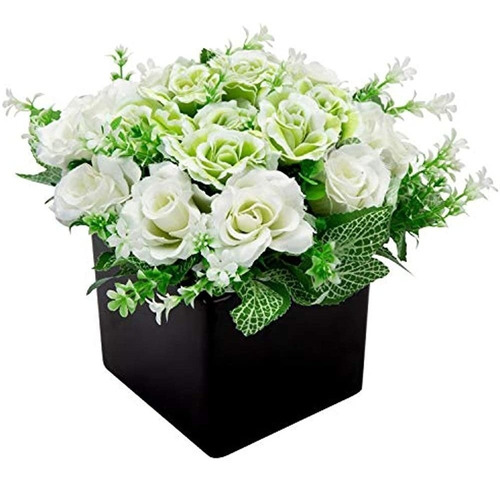 Mygift Rosa Blanca Artificial, Arreglo De Ramo De Flores Fal