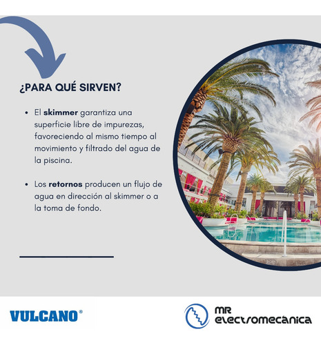 Kit Vulcano Instalación Piscina Plastico Skimmer Ancho 38cm