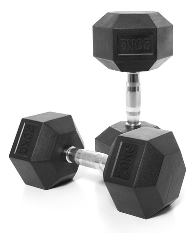 Mancuerna Hexagonal Fija 20 Kg-pesa Pesas-dumbell X 1 Pieza Color Negro