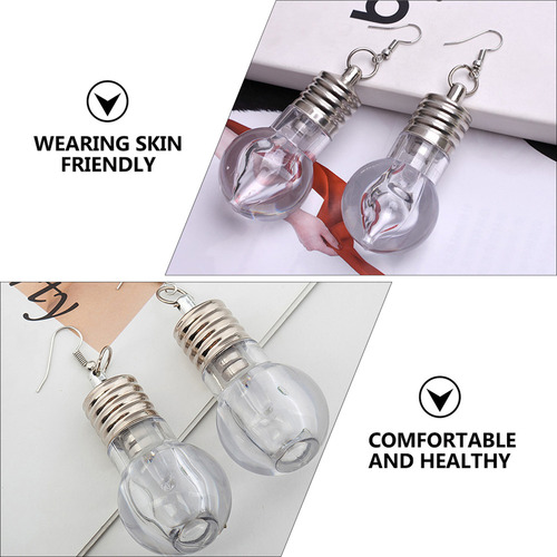 Pendientes Led Con Forma De Bombilla Y Colgante, 2 Pares