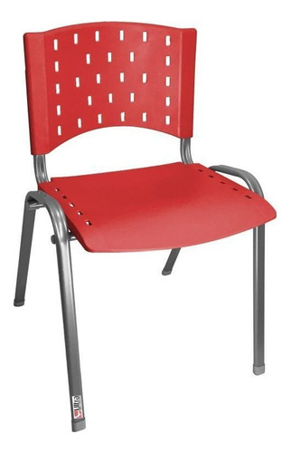 Cadeira Empilhável Plástica Vermelha Kit 10 Ultra Móveis Cor Vermelho