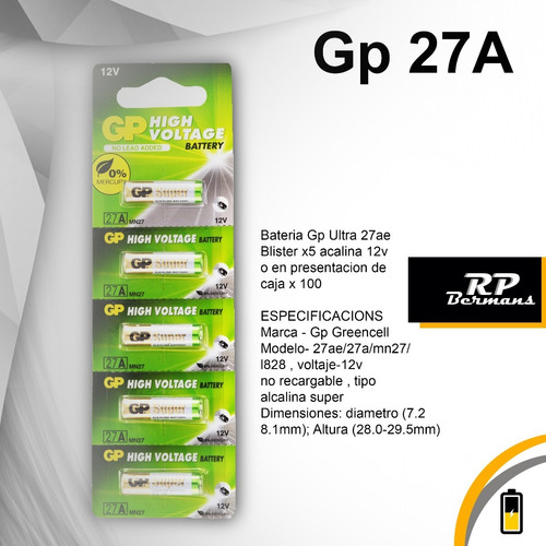 Pila Gp27a - Bateria Gp 12v Alkalina