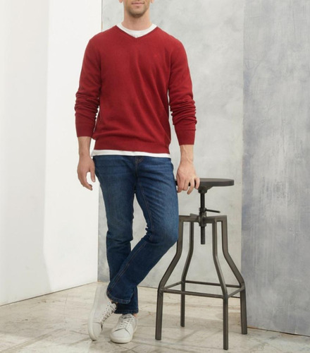 Exclusivo Sweater De Lana Merino Wolf And Hank, Red Xl