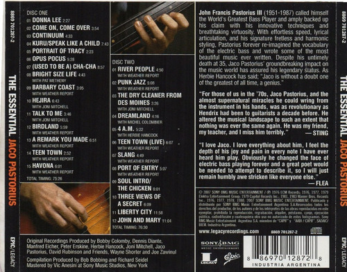 Cd Doble Jaco Pastorius (the Essential) (Usado)
