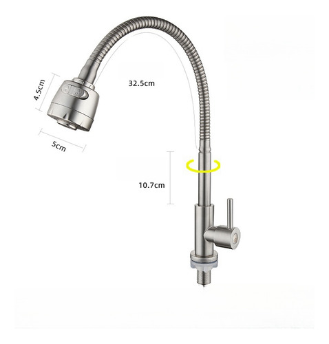 Grifo Llave Para Lavaplatos Simple De Acero Inoxidable 304