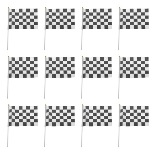 12pcs Bandera Negro Y Blanco A Cuadros F1 Fórmula