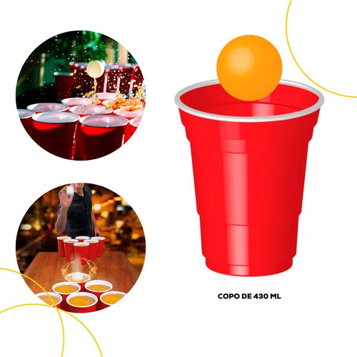 Kit Beer Pong 12 Copos E 12 Bolinhas Jogo Cerveja Pong 2022