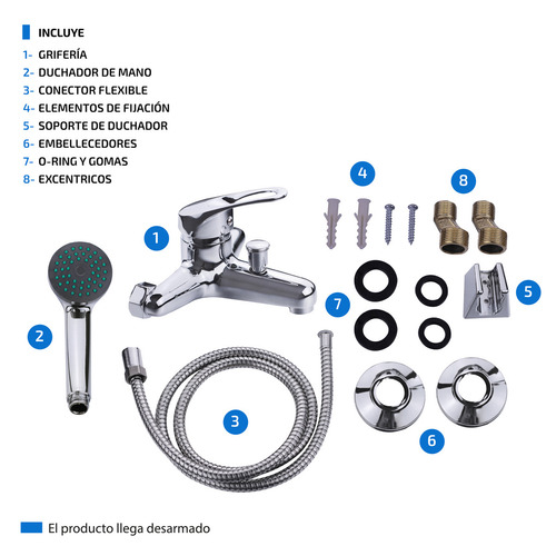 Imagen 4 de 5 de Ducha Canilla Monocomando Baño Metal Duchador Transferencia