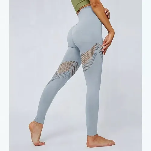 Lycra Leggings Deportivo Con Malla - Gris Claro Ref. 1150