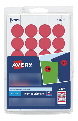 Etiqueta Redonda Avery Color Rojo 1.9cm - 1008 Etiquetas