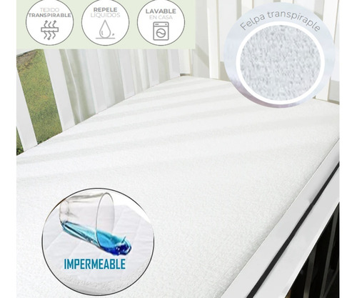 Protector De Cama Cuna Para Bebe Cubre Colchón Impermeable