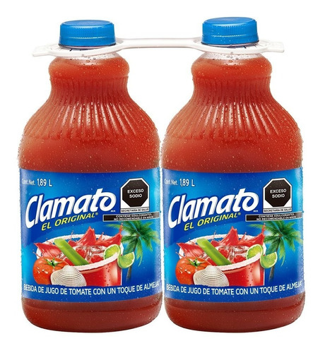 Bebida De Jugo De Tomate Clamato Party Pack 2 Pzas De 1.89l