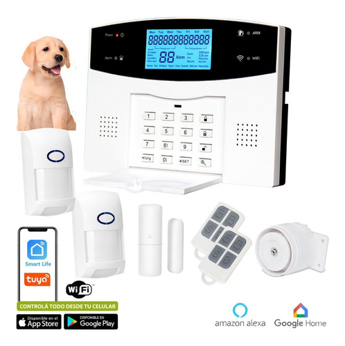 Imagen 1 de 10 de Kit P2 Alarma Domiciliaria Inalambrica Celular Wifi Gsm Pstn
