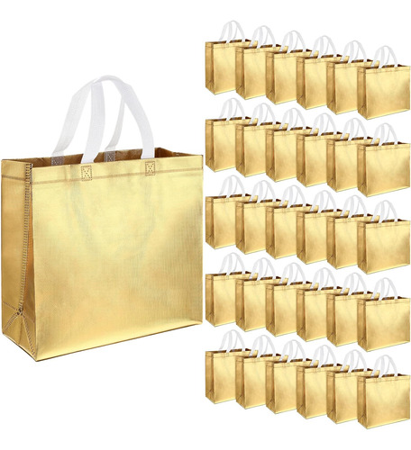 30 Bolsas De Regalo Reutilizables Brillantes Asas Boda