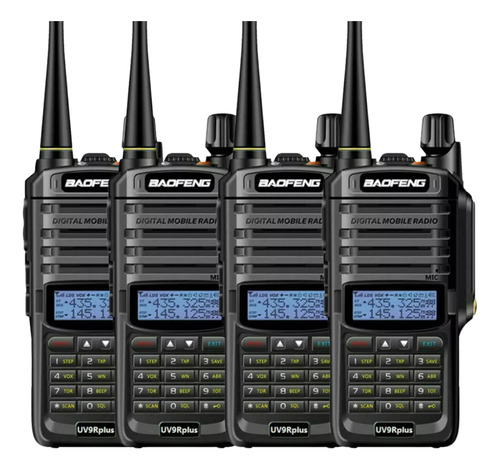 Kit 4 Rádios Baofeng Uv-9r 10w Vhf Longo Alcance Resistente