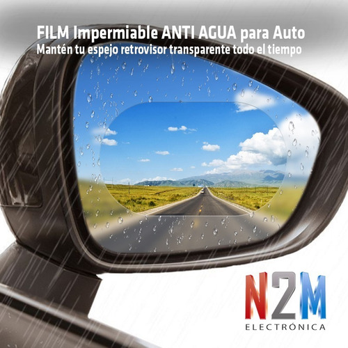 Imagen 6 de 10 de Film Impermeable Espejo Auto Retrovisor Anti Agua Niebla Par