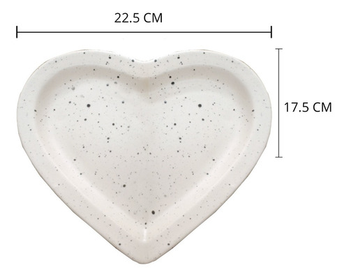 Bandeja Corazón Cerámica Opaco Crema Pintas Café Té Pl Deco