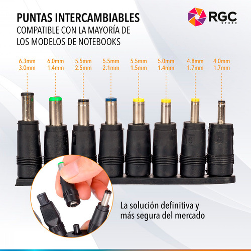 Imagen 6 de 10 de Trafo Universal Notebook Laptop Netbook Hp Toshiba Acer