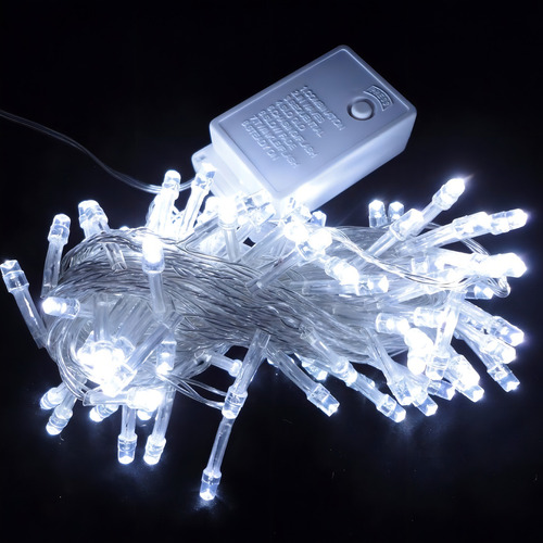 Tira Luces Luz Navidad 9 Mts 100 Leds Blanca Fria X 2 Unid Color De Las Luces Blanco