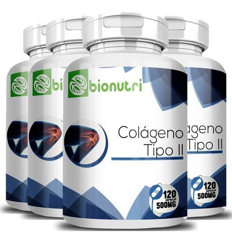 4x Colágeno Tipo 2 Natural 120 Cápsulas 500mg Bionutri