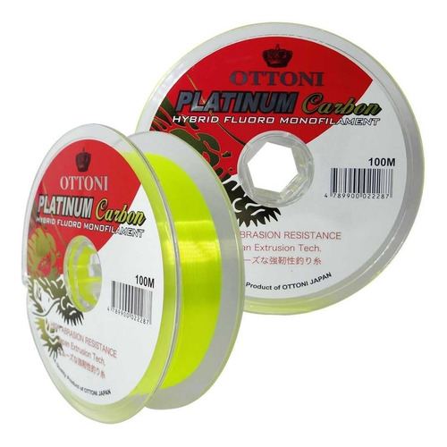 Linha Ottoni Platinum Carbon 0,40mm 43,1 Lb 19,6 Kg C/ 100 M Cor Amarelo