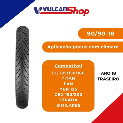 Pneu 90/90-18 Traseiro C/câmara Cg 125/150/160 Titan Technic