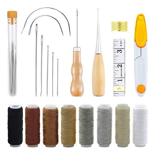 Kit De Costura 31pcs Hilo Encerado Cuero Herramientas Diy Ag