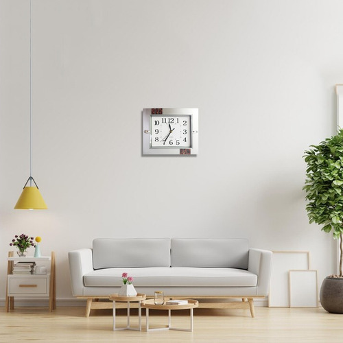 Reloj De Pared Rectangular Moderno Analógico Estructura Café
