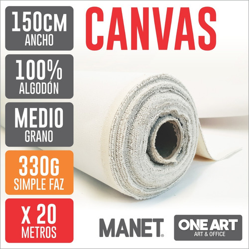 Fondo Rollo Tela Canvas Algodon Manet 1441 330g 1,50m X 20m