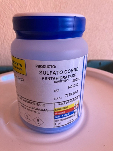Sulfato De Cobre Pentahidratado Acs Ra Frasco De 500 Grs.