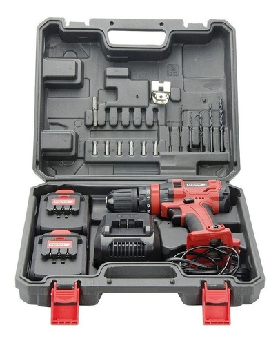 Imagen 2 de 3 de Taladro percutor atornillador inalámbrico de 10mm Equus 1009FT 20V + accesorios con maletín de transporte 220V