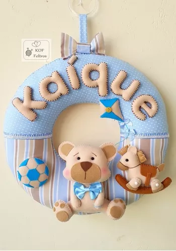 Quadro Porta Maternidade , Urso com Brinquedos