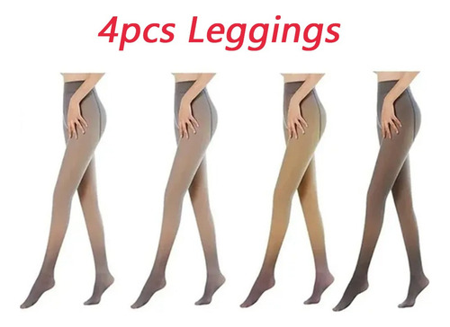 W 4 Medias Térmicas Afelpadas Leggins Mallas Para Dama 90gr