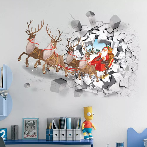 . Pegatinas De Pared De Navidad Creativo 3d Santa Claus