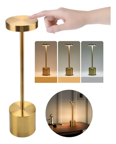 Luminária Mesa Abajur Led Dimerizável Sem Fio Recarregável Dourado 1
