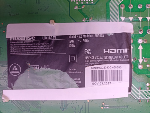 Main Hisense 50a6gv Rsag7.820.11716/roh Servitec Newton 98