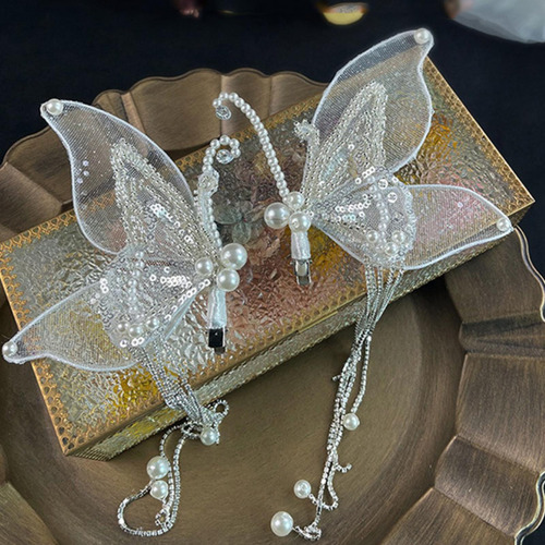2 Horquillas Con Borla De Mariposa Para Cabello Fino Y