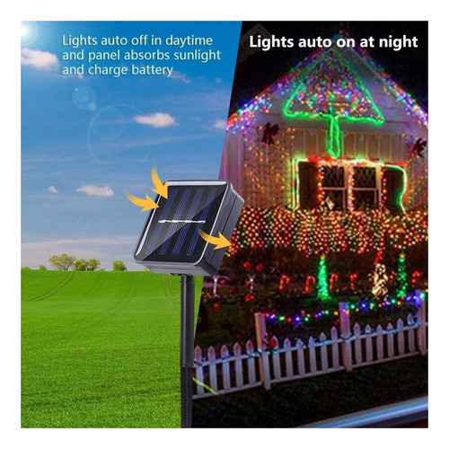 Tira Solar Navideña Cb De 300 Led, 30 M, 8 Modos De Luz