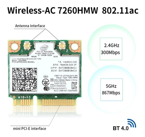 Tarjeta Wifi Inalámbrica De Doble Banda, 1200mbps, Wifi