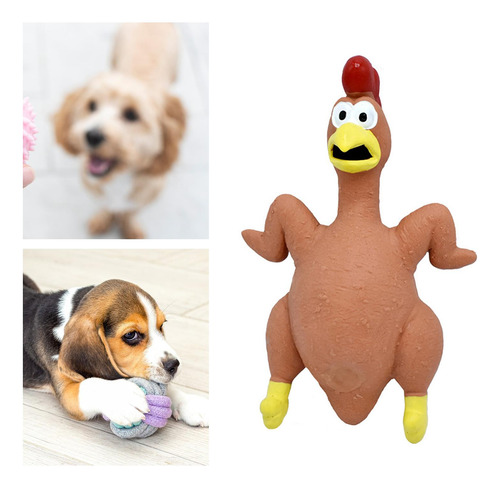 Pollo De Goma Con Sonido, Novedad, Divertido Juego Marrón