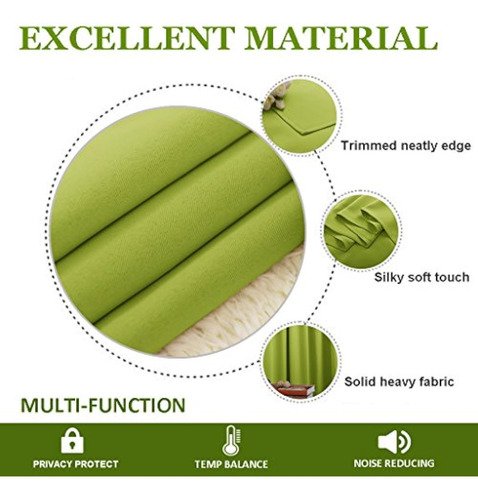 Cortinas Opacas Con Aislamiento Termico Ojales Verde Fresco