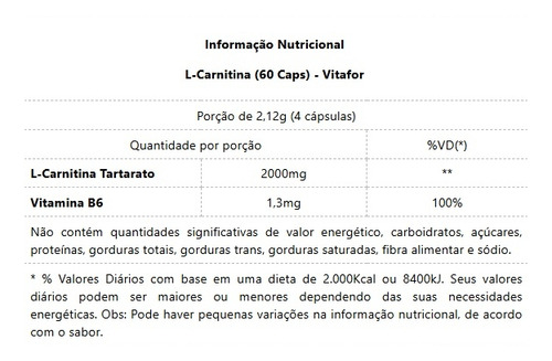 L-carnitina (60 Caps) - Padrão: Único Sem Sabor