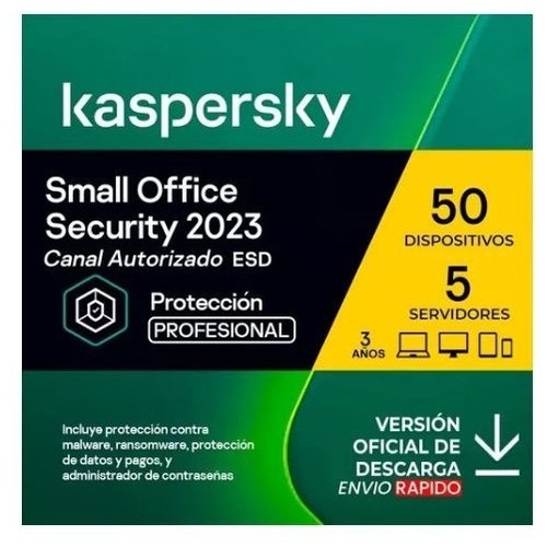 Renovación Small Office Kaspersky 50 Pcs 5 Servidores 3 Años
