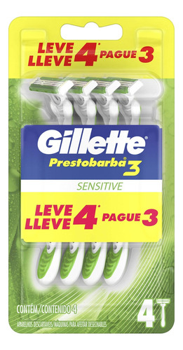 Aparelho De Barbear Gillette Prestobarba3 Sensitive L4 P3