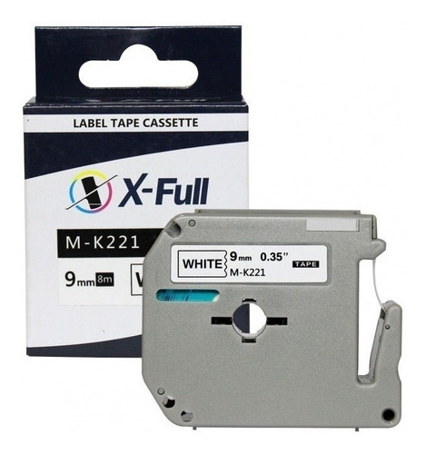Imagem 2 de 9 de Fita Compativel P/ Rotulador Brother Pt-45 Pt-55 M-k221 9mm