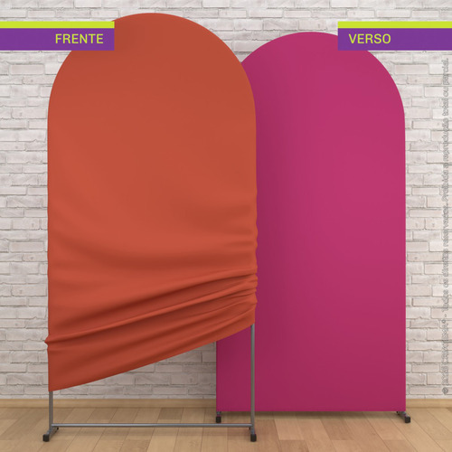 Capa Painel Romano Dupla Face Laranja/pink Liso 2x1m Veste Fácil Tecido Sublimado Decorativo Duas Cores